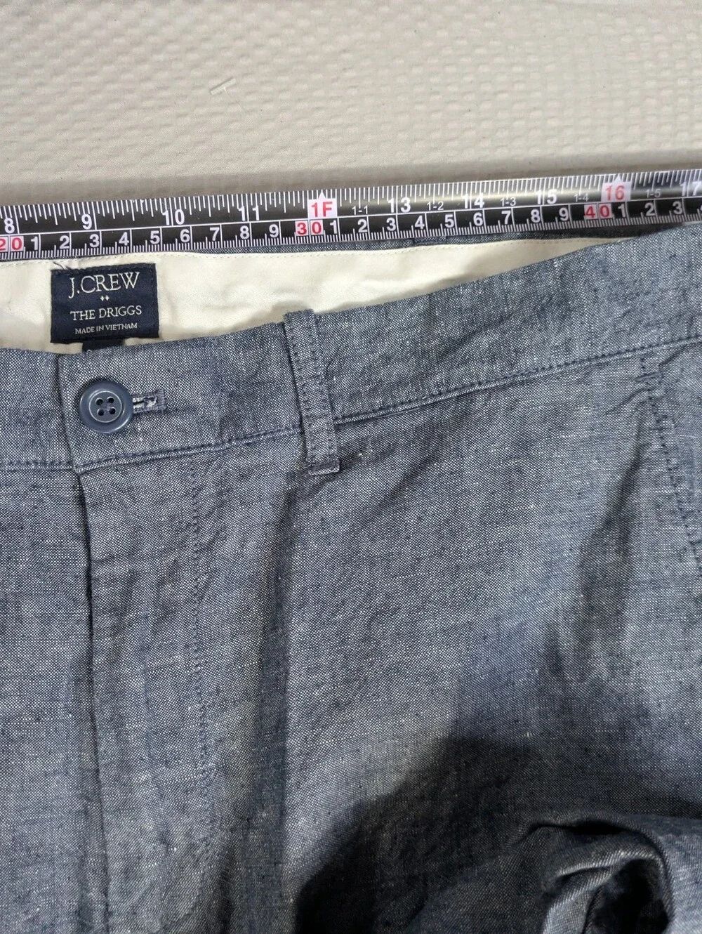 J Crew Driggs Linen Blend Pants Mens 34x34 Heathered Blue Slim Fit Chino H5082